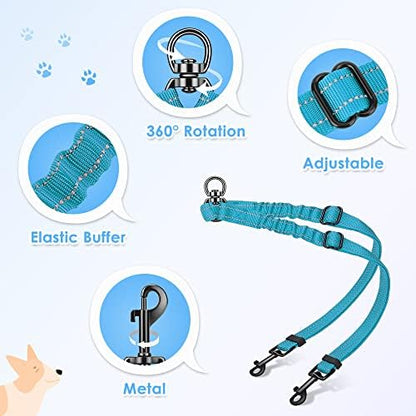 AUTOWT Double Dog Leash, No Tangle 360°Swivel Rotation Reflective Lead - Image 4