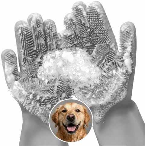 Cat and Dog Washing Gloves, 1 Pair, 11.6 in, Soft Silicone by RZleticc