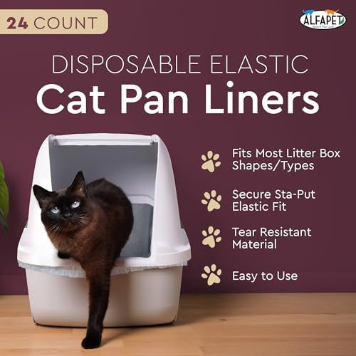 Alfapet Cat Litter box liner Disposable, Elastic Liners- 24-count-For Medium - Image 2