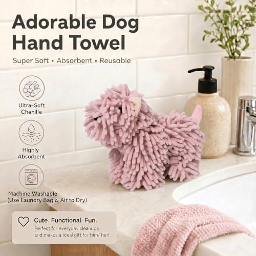 Chenille Dog Hand Towel Fuzzy Ball Dog Towel Animal Hand Towels - Image 2