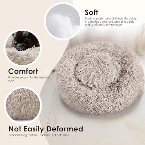 28in Large Dog Bed, Calming Donut Bed - Image 4