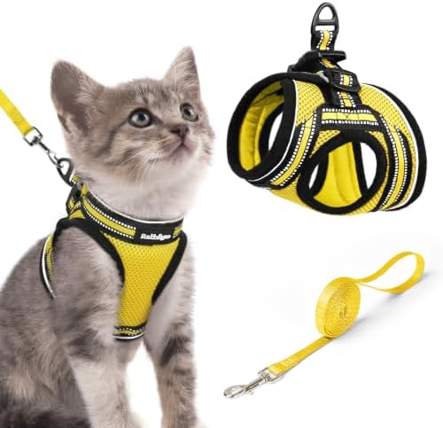 rabbitgoo Cat Harness and Leash Set, Step-in Soft Vest, Bright Yellow by rabbitgoo