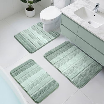 Kmson 3 Pcs Ombre Chenille Bathroom Rugs Set, Non-Slip Ultra Soft Washable by KMSON