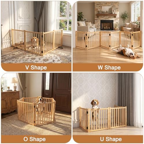 YOCAN Non-Painted Wooden Freestanding Dog Gates -4 Panel H:23” - Image 5