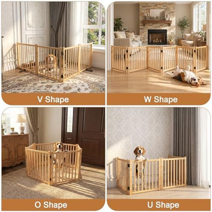 YOCAN Non-Painted Wooden Freestanding Dog Gates -4 Panel H:23” - Image 5