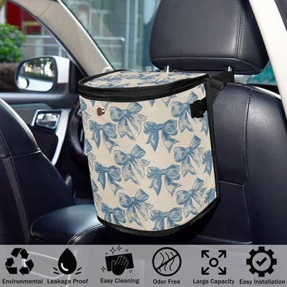 Car Trash Can Blue Bow Car Garbage Bag - Image 5