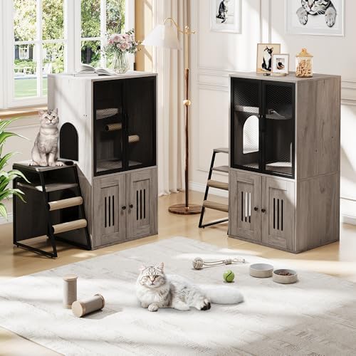 TrailBlaze Modern Double Cat Litter Box Enclosure Furniture – Hidden Storage - Image 6