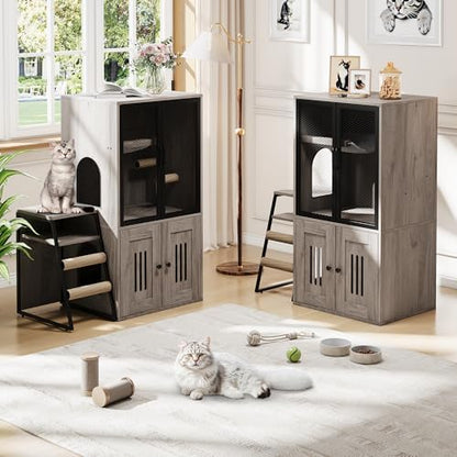 TrailBlaze Modern Double Cat Litter Box Enclosure Furniture – Hidden Storage - Image 6