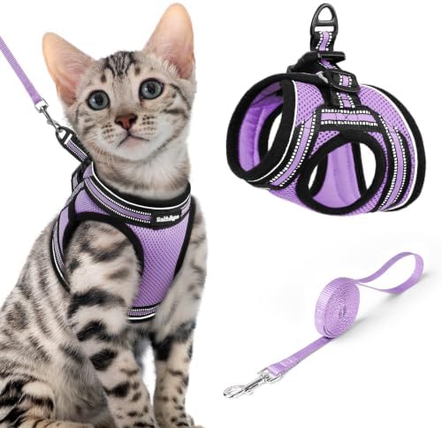 rabbitgoo Cat Harness and Leash Set, Step-in Soft Vest, Light Purple by rabbitgoo