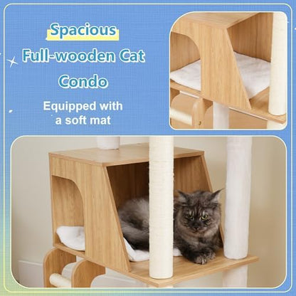 Hey-brother Wooden Cat Tree, Furniture Tower - Image 7