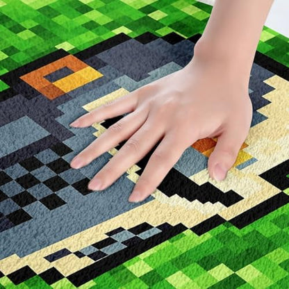 Manfei Pixel Camo Bath Mat, Pixelated Knight Helmet Print Kids Mats Rugs - Image 2