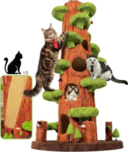 88.6" Extra Large Solid Wood Cat Tree Tower – Multi-Level Indoor Cat Condo by NBYSGO