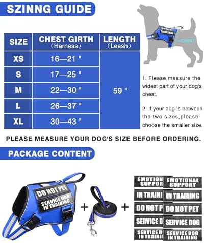 Small Service Dog Vest Harness and Leash Set+10 Patches Blue XS - Image 6