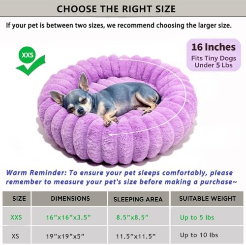 Tiny Donut Pet Bed, 16 Inch Round Calming Bed - Image 3