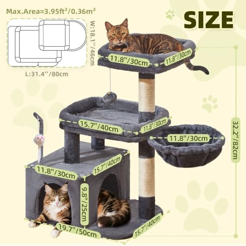 Taoqimiao 32.2in Cat Tree with Toy, Small Cat Tower - Image 6