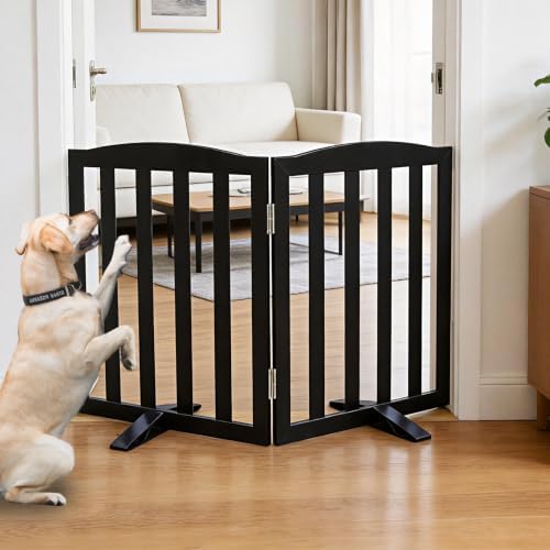 Freestanding Dog Gate Indoor, Doggie Gate Foldable Pet Gates by SFJC