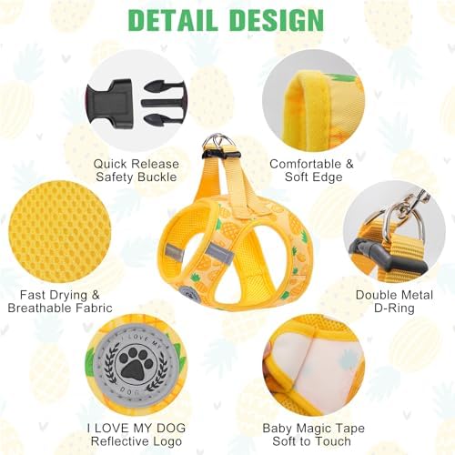 BEAUTYZOO Dog Harness Medium Sized and Leash Set, No Pull Pet Vest -Yellow - Image 3