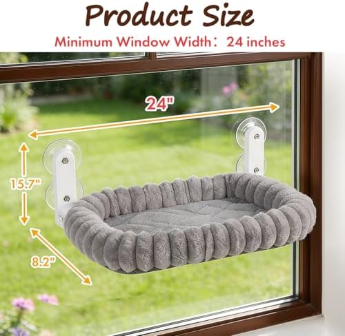 Zoratoo 2PC Cloud-Cuddle Cat Window Perch, Foldable Cat Hammock, M Grey - Image 2