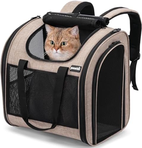 Pecute Cat Backpack with Widened Interior Space, Upgraded Dog Backpack Carrier by pecute