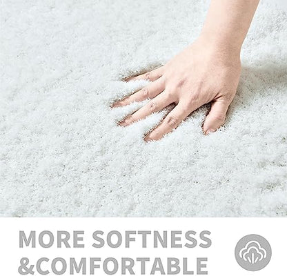 CozeCube 32"x20" White Non Slip Microfiber Bathroom Rug Washable - Image 3