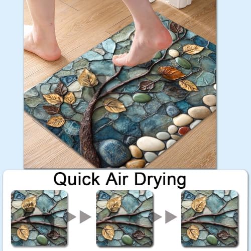 Bath Mat Rug, Mosaic-Stone Tree Non Slip Quick Dry Super Absorbent Thin - Image 4