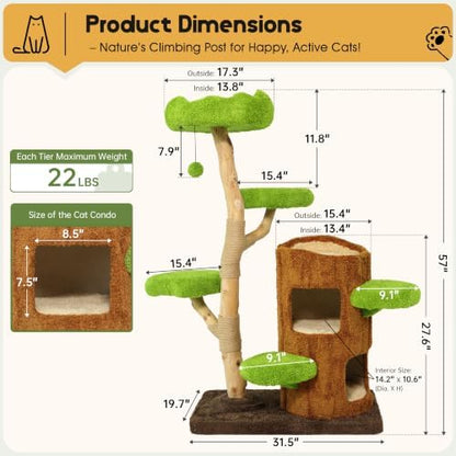 57’’ Cat Tree, Large Cat Tower - Image 3