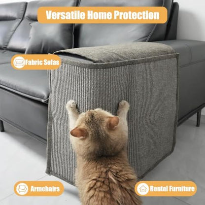 Sisal Couch Protector wStorage Pocket, All Gray Right‑Side - Image 4