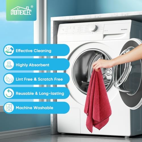 HOMEXCEL Red Microfiber Cleaning Cloth, Microfiber Towels - Image 5