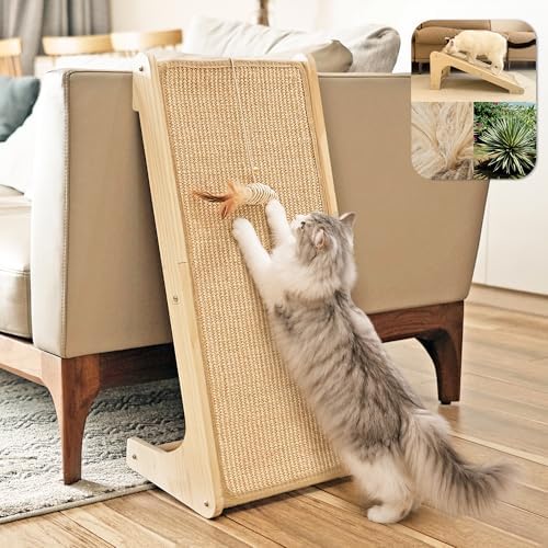 PETKARAY Cat Scratcher, Cat Sisal Scratching Ramp, L Shape Cat Scratch Pad by PETKARAY