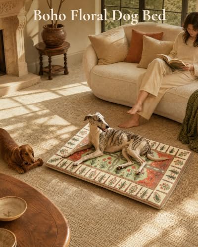 Exsnugy Dog Crate Pad, Boho Washable Dog Bed Mats - Image 2
