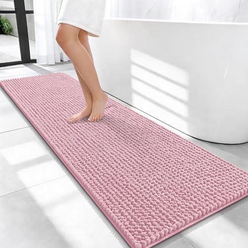 OLANLY Thick Chenille Bathroom Runner Rugs Mats 59x20, Dusty Rose by OLANLY