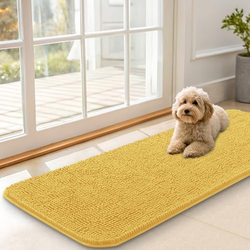 OLANLY Dog Door Mat for Muddy Paws 47x17, Super Absorbent Chenille Mud Mat by OLANLY