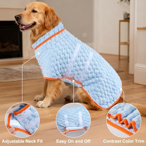 Glittme Dog Bathrobe, Super Absorbent Fleece Drying Robe - Image 5
