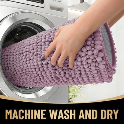 OLANLY Thick Chenille Absorbent Bathroom Rugs Mat 30x20, Deep Plum - Image 4