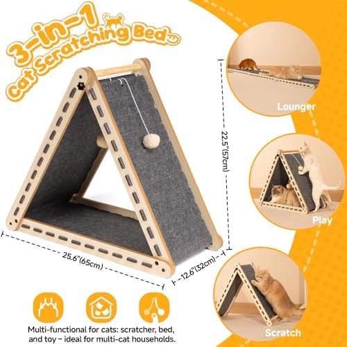 Felt Cat Scratcher for Indoor Cats, Foldable Triangle - Image 4