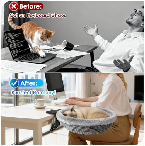 IPOW Heavy Duty 360°Rotating Cat Desk Bed Semi-Circular Cat Bed Hold Up to 40lb - Image 4
