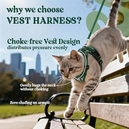 rabbitgoo Cat Harness and Leash Set, Escape Proof Vest, Rainforest Green - Image 3