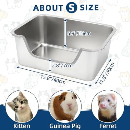 FHTONGE Low Entry Thickened Stainless Steel Cat Litter Box - Image 6