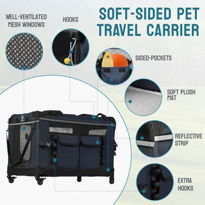 PEGIC 24-inch Rolling Extra Large Cat Carrier - Image 4
