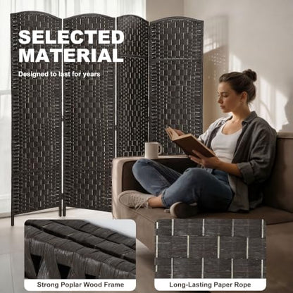HOMCOM Room Divider 4-Panel, 6FT-Tall Folding Privacy Screen - Image 5