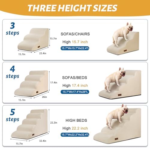 Aodisman Dog Steps for Bed or Couch, 4-Step Pet Stairs Ramp for Small Dogs - Image 2