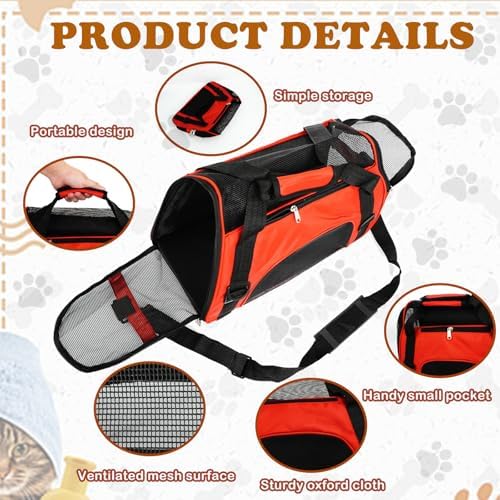 7 Pcs Cat Carrier, Soft Sided Foldable Portable Comfortable Pet Carrying Bag - Image 3