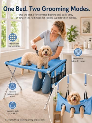 Dog Grooming Table 2-in-1 Foldable Pet Grooming Bed Pet Bathing Station - Image 2