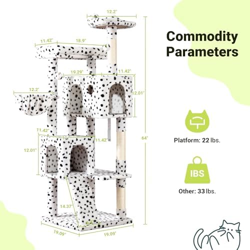 Allewie 64 Inches Cat Tree Tower/Multi-Level Activity Center - Image 3