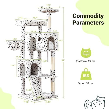 Allewie 64 Inches Cat Tree Tower/Multi-Level Activity Center - Image 3