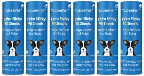 Extra Sticky Large Lint Roller Refills, 6.3'' Giant Lint Roller Refills by Yabeepet