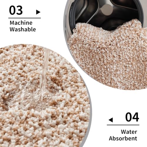 Disolla Beige & White Bathroom Rugs 24x36, Non-Slip Plush Thick Bath Mat - Image 5