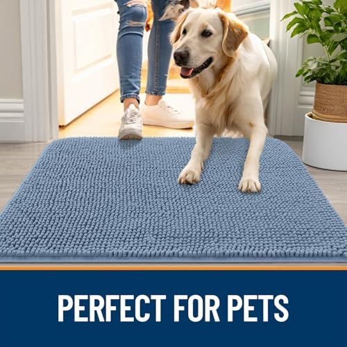 OLANLY Dog Door Mat for Muddy Paws 44x32, Super Absorbent Chenille Mud Mat - Image 6