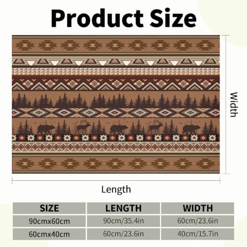 Giwawa Rustic Bear Deer Bath Rug Boho Ethnic Plush Carpet 16x24 Inch Soft - Image 3