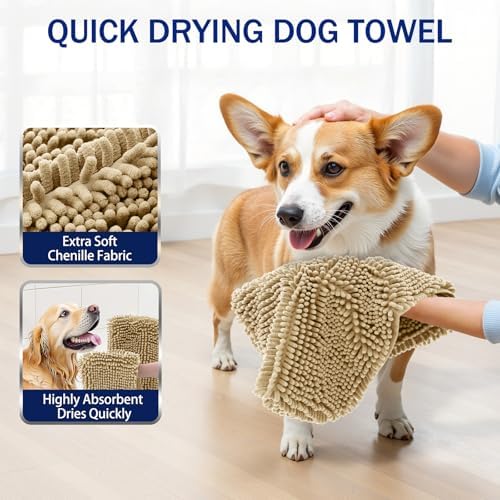 OLANLY Chenille Dog Bath Towel 31x13, Ultra Absorbent Quick Dry Pet Towel - Image 2